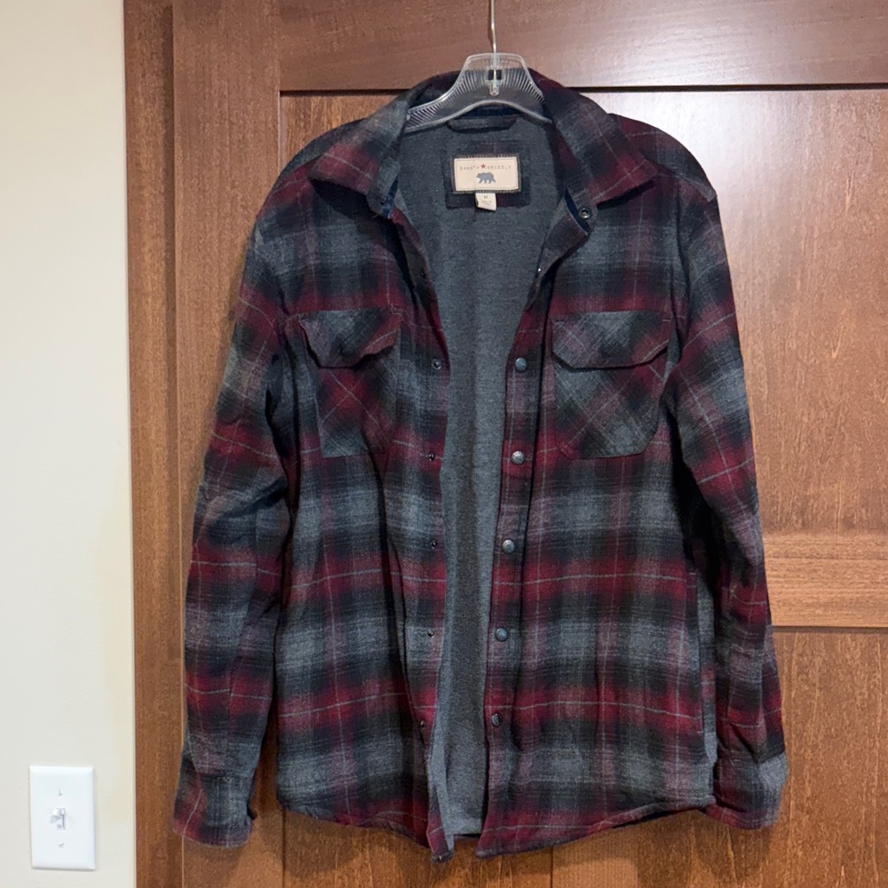 Men's Flannel Shirt Jacket - Black and Red